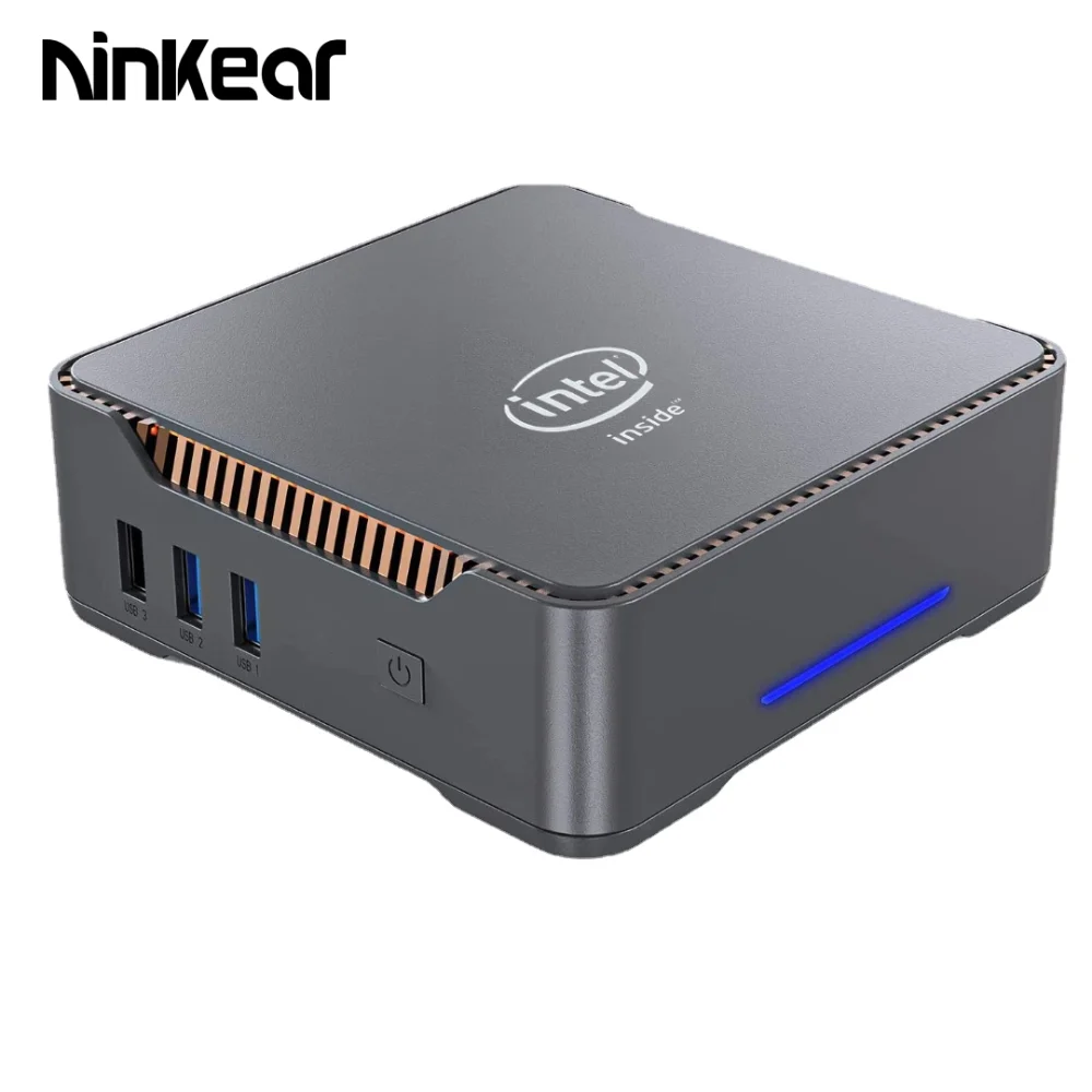 NInkear Mini PC Intel Celeron J4125 8GB DDR4 128GB/256GB Windows 11 Gaming Computer 4K 60Hz HDMI VGA Win 11 Minipc Gamer Linux