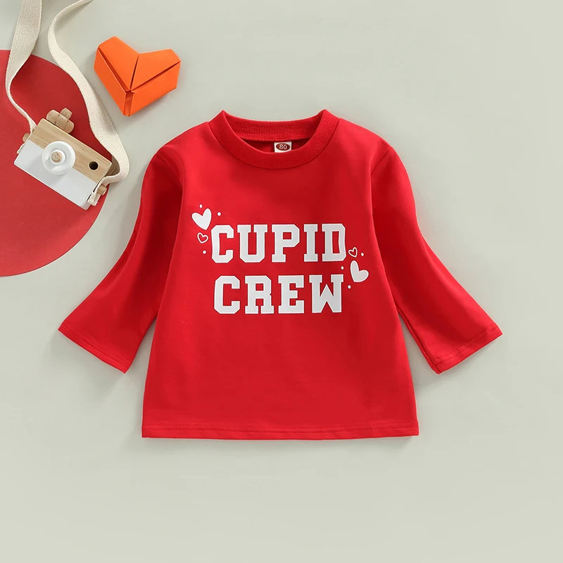 

Valentine's Day Infant Sweatshirts Baby Girls Letter Print Long Sleeve Crew Neck Pullovers Tops Spring Clothes