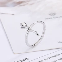 rose flower open womens ring korean fashion designer jewelry novelties 2022 trend wholesale items for business gift female