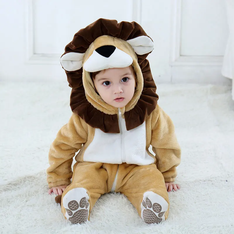 Cute Baby Lion Onesie Animal Costume Toddler Boy Girl Long Sleeve Romper Infant Newborn Winter Clothes Kid Kigurumi Pajamas
