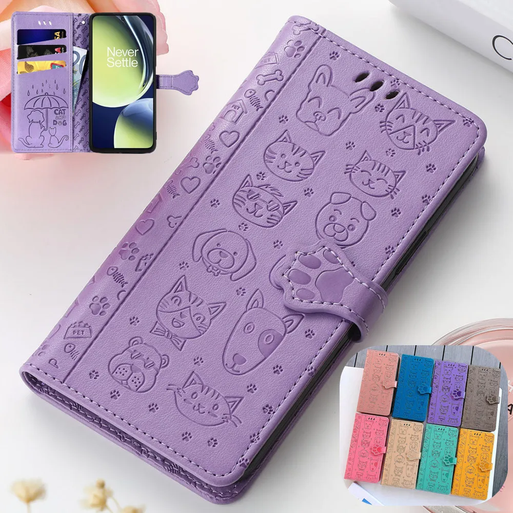 

Case for OnePlus 11 11R 10T 9RT 9 10 Pro Nord N30 CE3 N300 2T N20 SE CE2 Lite ACE 2V Flip Cover Cute 3D Embossed Leather Coque