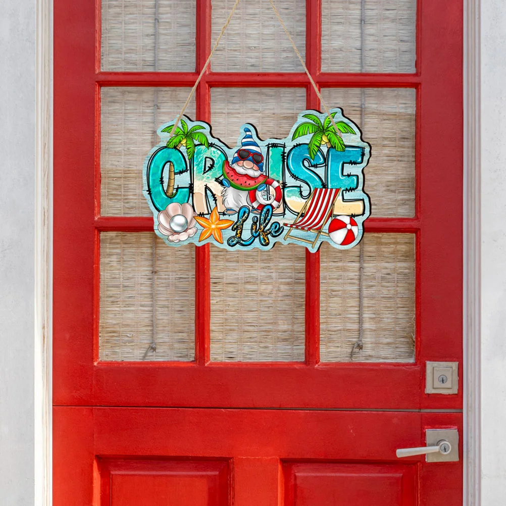 

Hawaii Summer Hanging Sign Beach Theme Door Gnome Plaque Wooden Pendant Decoration