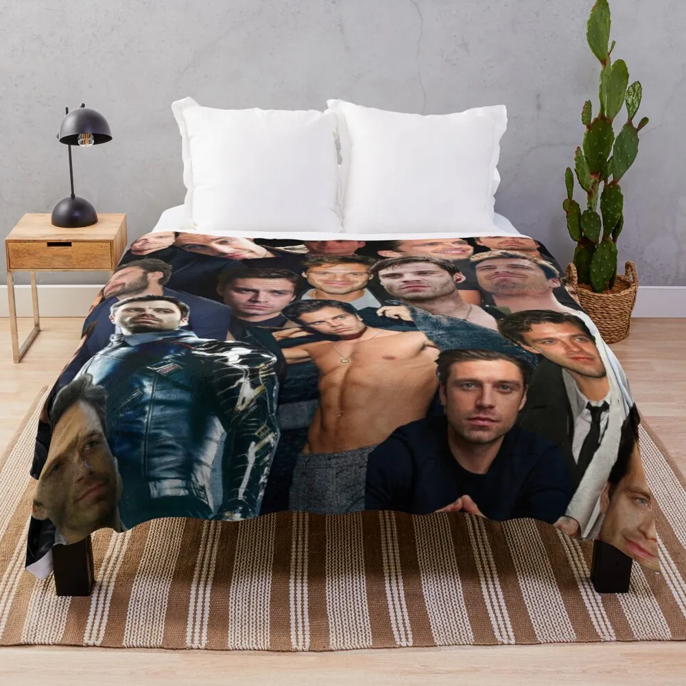 

Sebastian Stan Collage Throw Blanket Blanket Fluffy