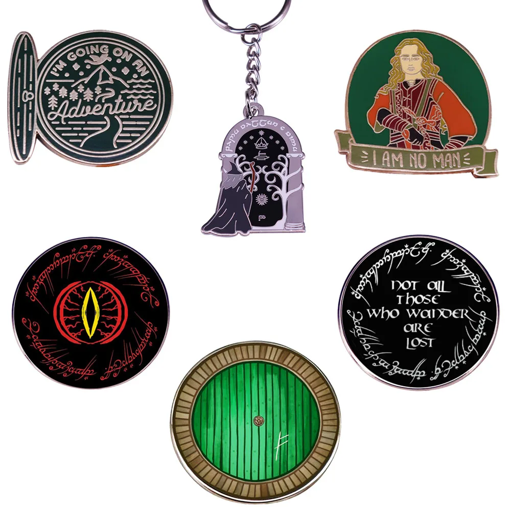 Эмалированная брошь с принтом &quotВластелин и такой же кольца&quot