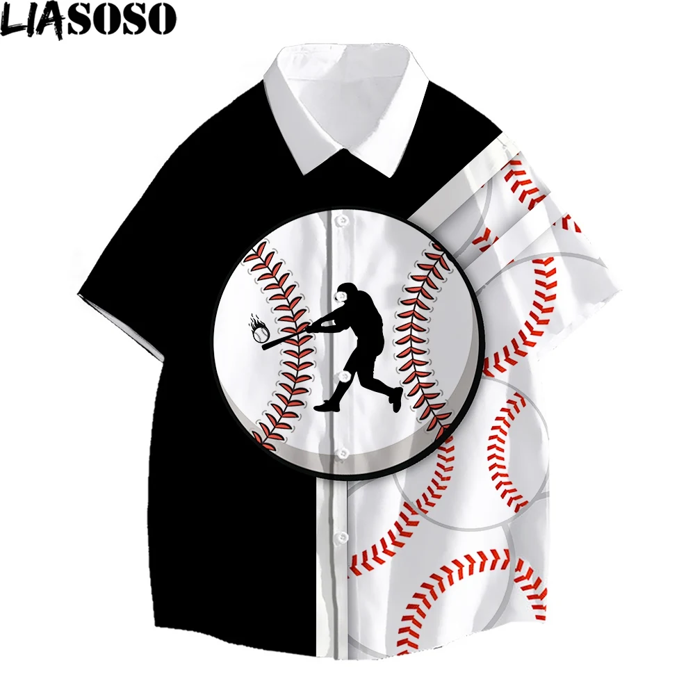 LIASOSO 3D Print Hawaiian Shirts Men's Women's New Sports Style Baseball Softball Players Fashion Design Shirts Casual Simple To