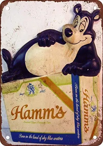 Репродукция винтажного пивного медведя Hamm's Beer Bear-металлический жестяной знак