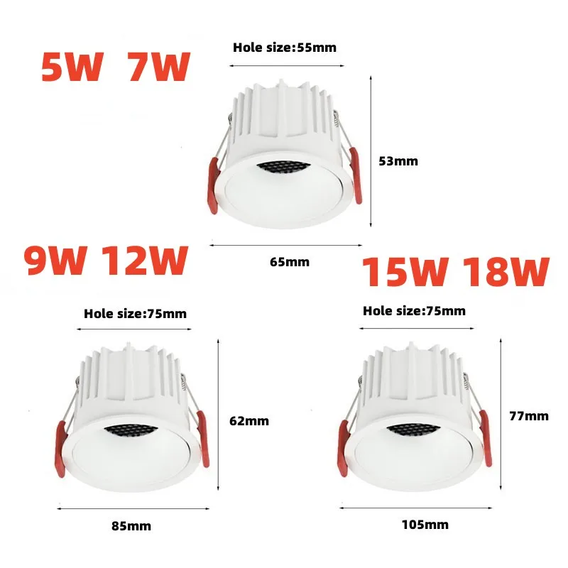 Круглый безрамочный монолитный блок искусственных элементов 7 Вт 9 12 15 18 24