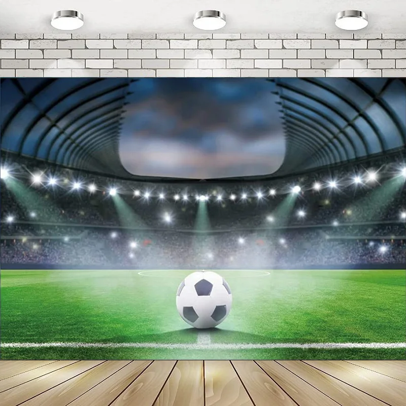 

Soccer Field Photography Backdrop Spotlight Football Stadium Sports Competition Background Party Banner Poster Decor Baby Show