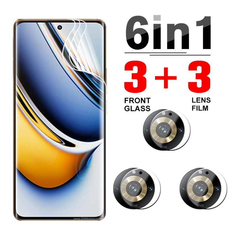 Гидрогелевая пленка 6 в 1 для Realme 11 Pro + Полное покрытие Передняя мягкая пленка для Realmi 11 Pro Plus Realme11 11Pro защита для объектива камеры