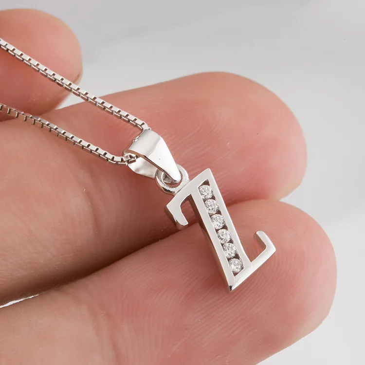 

Initial Z Pendant Necklace Sterling Silver with Cubic Zirconial 26 Letter Alphabet Jewelry for Women Teen Girl