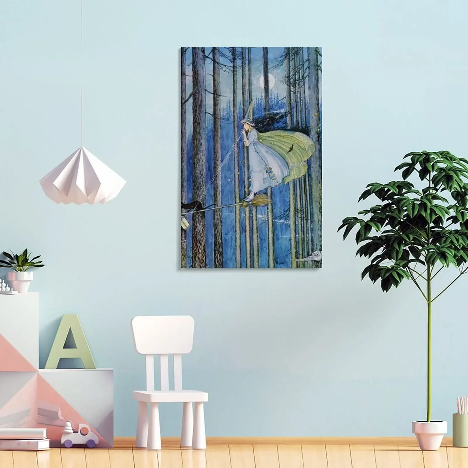 Ведьма на ее метлы от Ida Rentoul Outhwaite Холст Картина плакат эстетический настенный