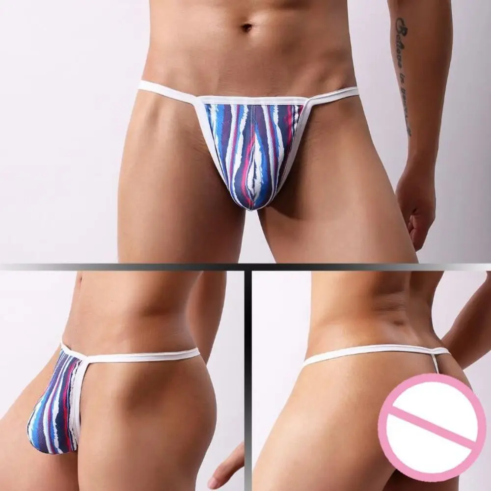 

Men Gay Underwear Head Printed U Convex Mesh Breathable Thong T-Back Low-Waisted Underpants Sexy Tanga Hombre Man Sexy Thong