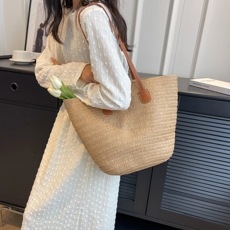 Large Capacity Travel Handbags Women Casual Beach Bags Designer Fashion Shoulder Bag Lady Vintage Solid Top-Handle Bags Tote Sac