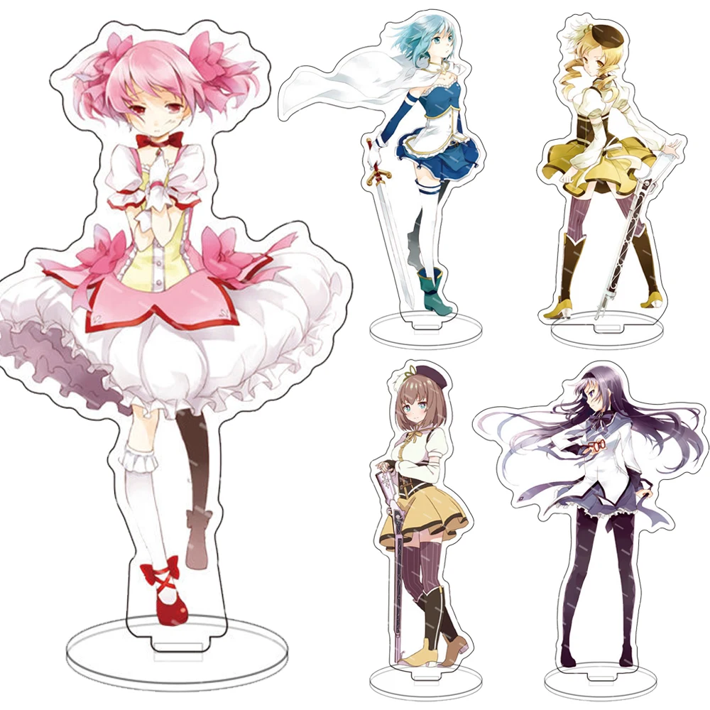 

Anime Magical Girl Acrylic Stand Figure Cosplay Mahou Shojo Madoka Magica Standing Model Action Desk Ornaments Props Fans Gifts