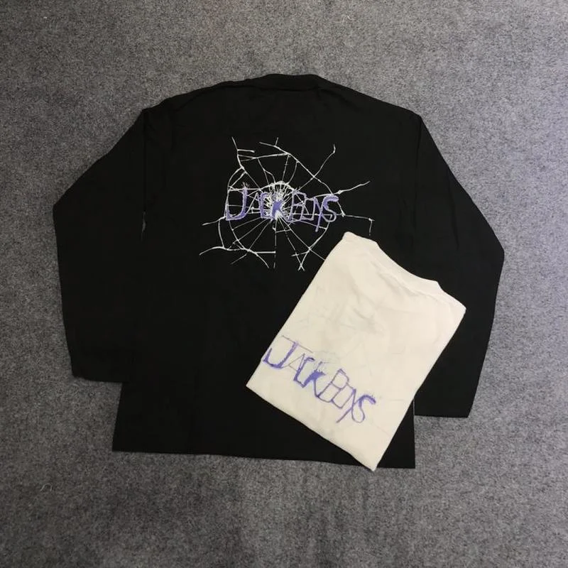 

22SS Jack Boys Cracked Letter Cactus Jack T Shirt Long Sleeves Men Women EU Size 100% Cotton TRAVIS SCOTT Top Tees Fashion