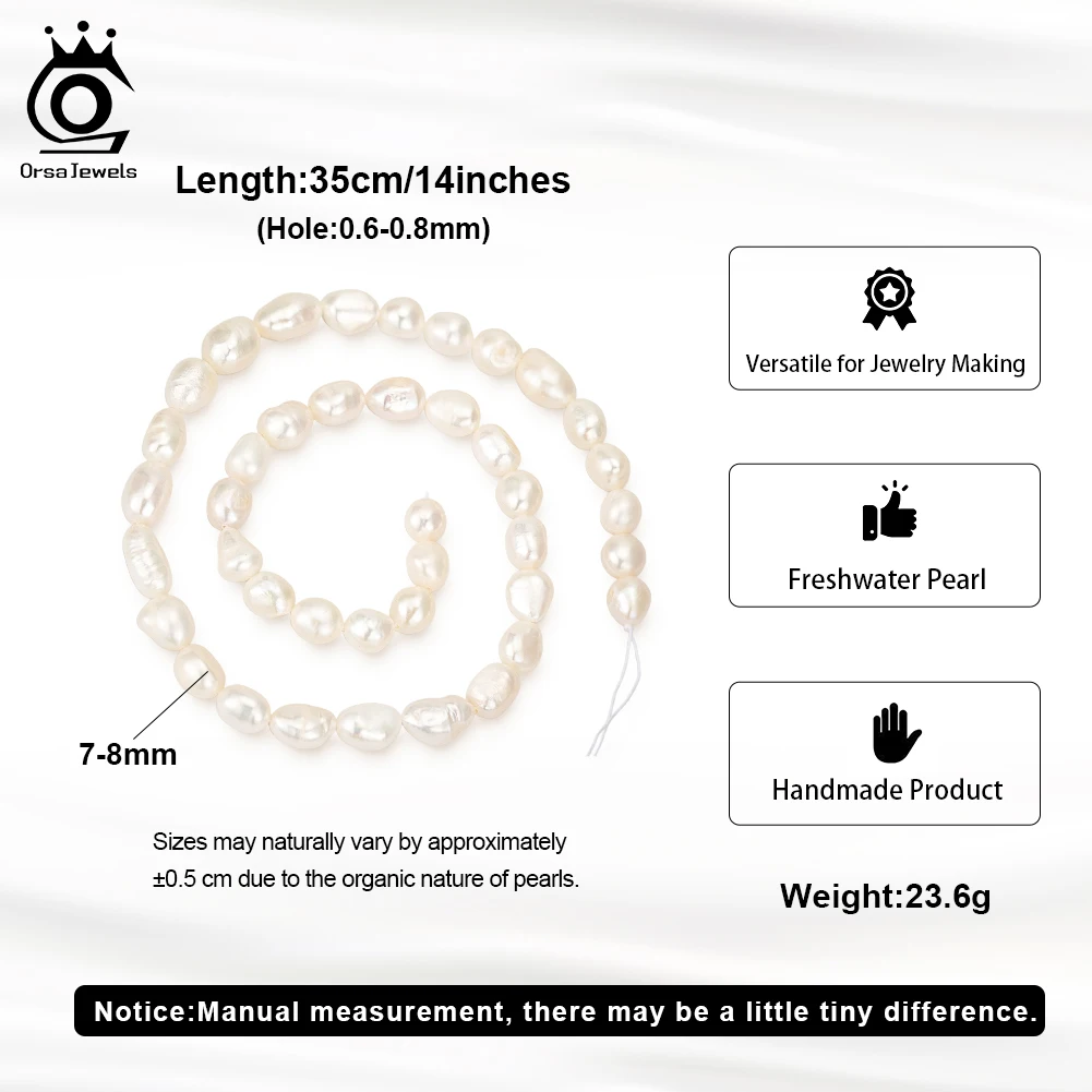 Фото ORSA JEWELS 100% натуральный пресноводный жемчуг 3A/4A, высокое качество, жемчужные бусины Baoque для изготовления ювелирных изделий, браслеты «сделай сам», оптовая продажа PP1 №5