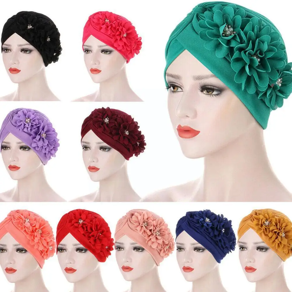 

Flower Hijab Turban Head Warmer for Women Diamonds Soild Color Muslim Headscarf Bonnet Inner Hijabs Arab Head Wraps Indian Y0P6