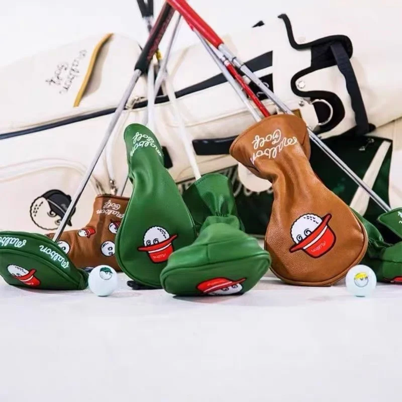 

Golf Club Cover White Green Iron Set Head Cover