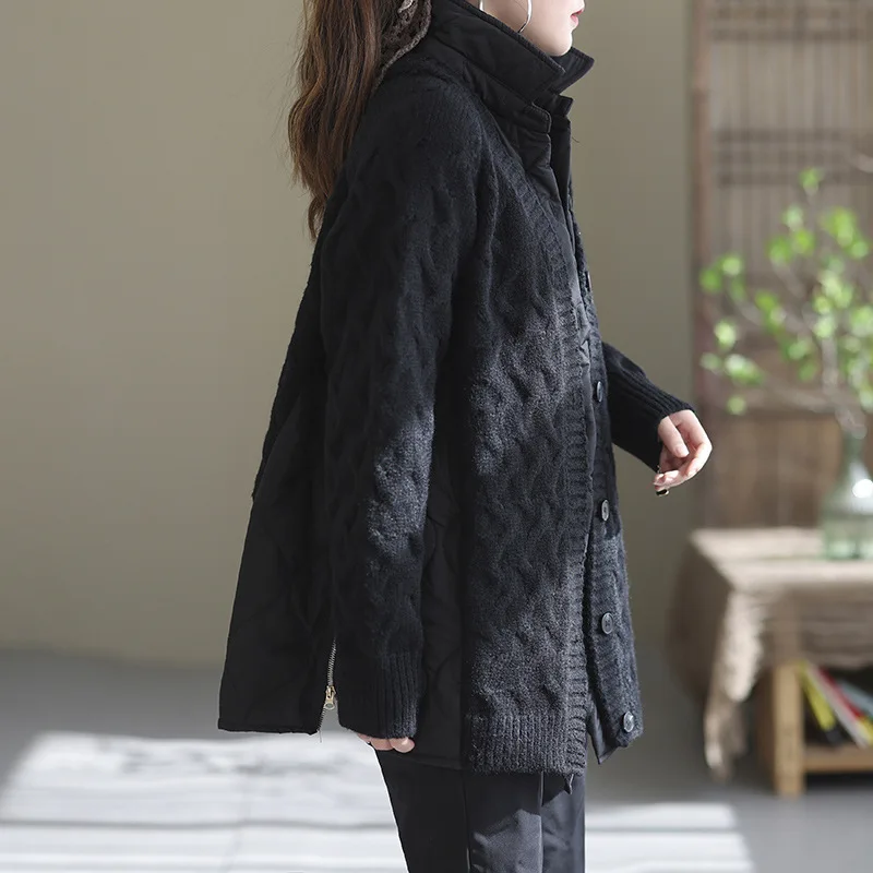 Women Autumn Winter Oversize Knitted Cardigan Casual 2022 Hooded Twist Sweater Zipper Long Sleeve Crochet Outerwear Knit Coats