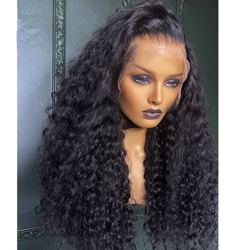 

Женский длинный кудрявый парик без клея, с длинным кудрявым глубоким кружевом, плотность 180%