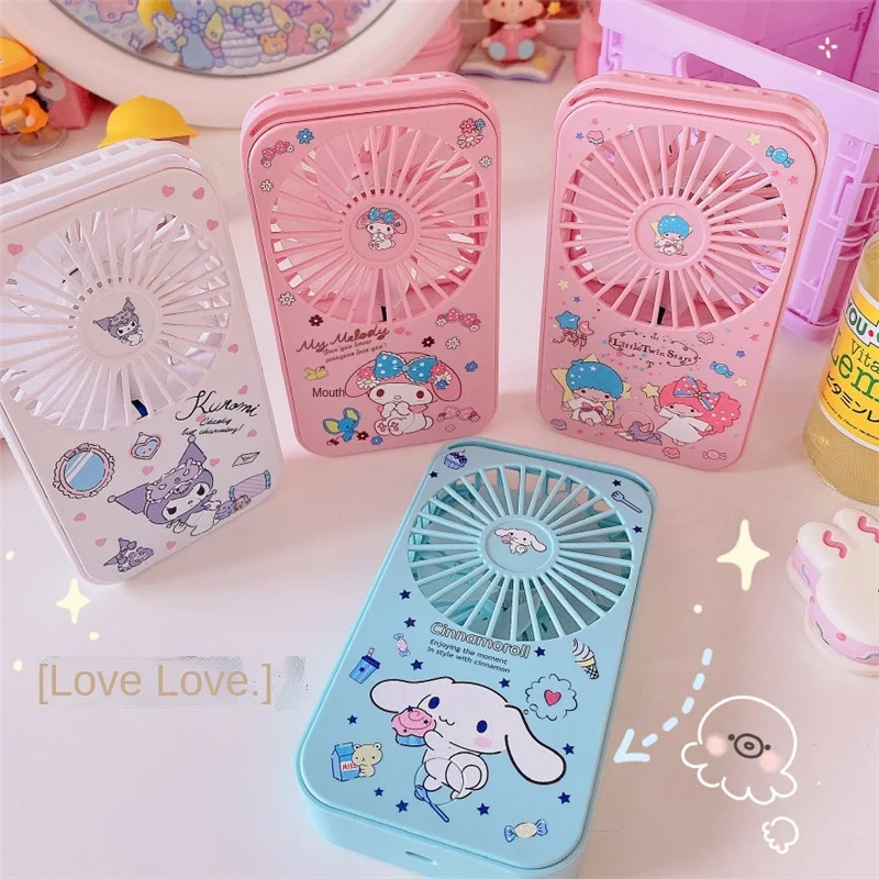 

Милый розовый мультяшный Ручной Веер My Melody Cinnamoroll Kuromi Аниме настольный веер с USB-интерфейсом для детей на улице милый подарок