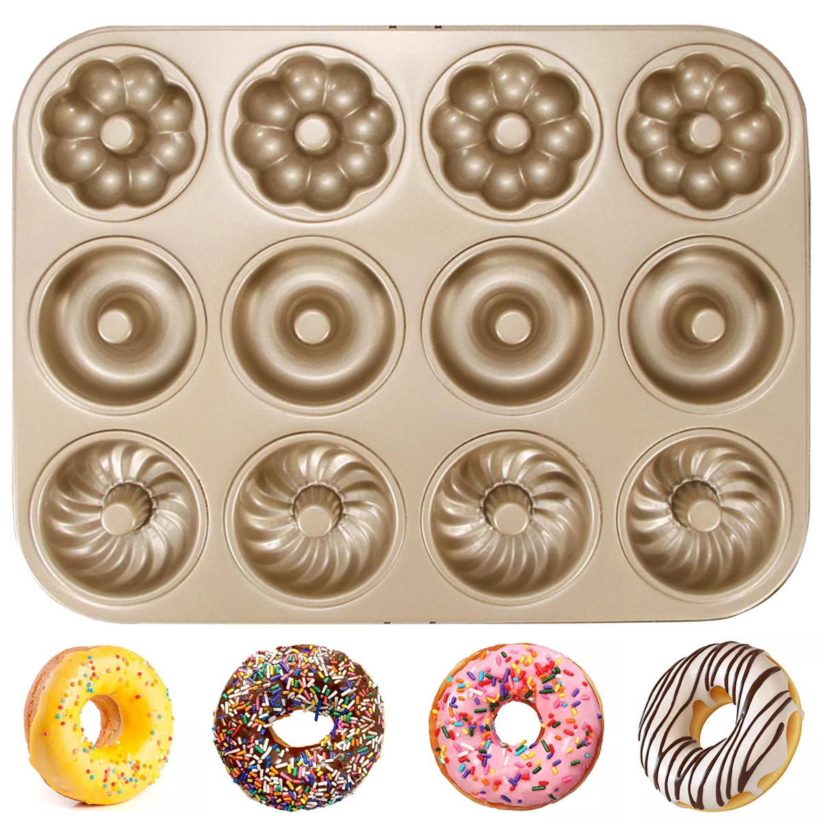 

Форма в виде пончика с 12 отверстиями, форма для шоколада из пищевой углеродистой стали, сковорода для выпечки, антипригарная форма для кондитерского торта, инструменты для выпечки, кухонная утварь