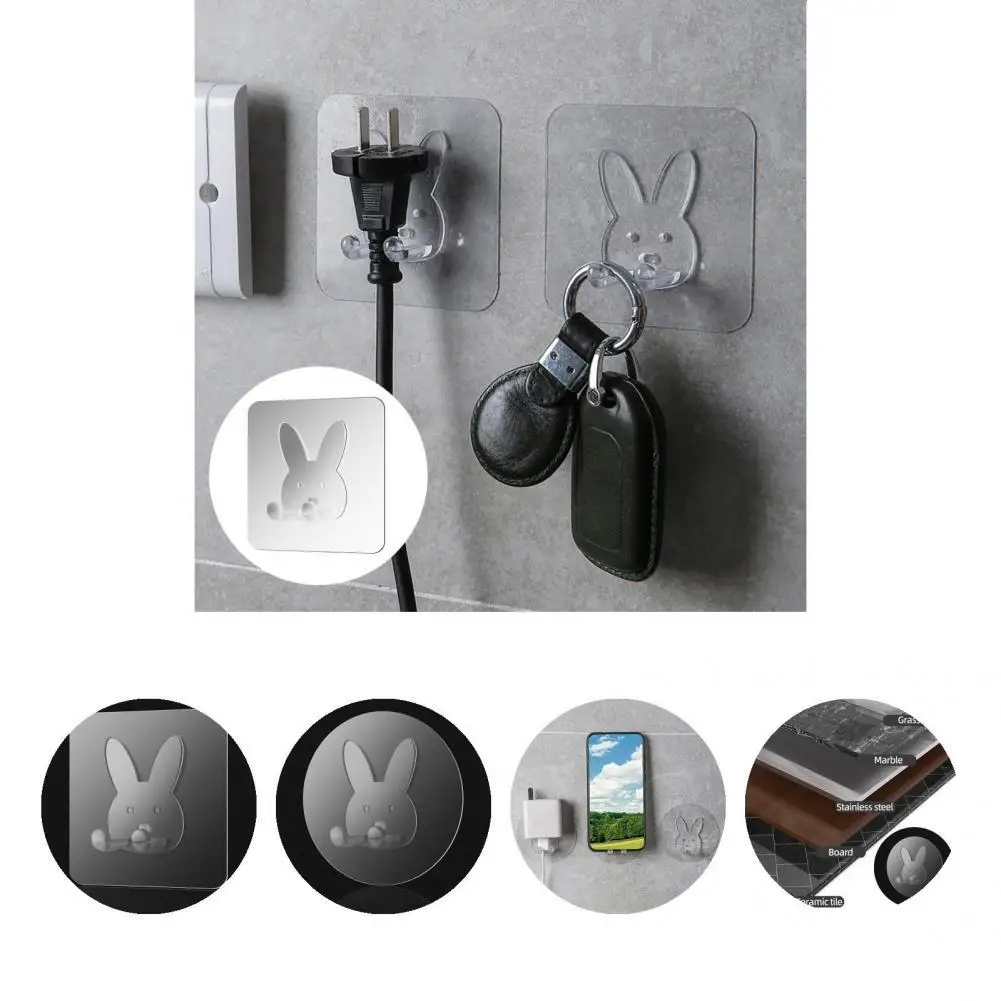 

10Pcs Cartoon Wall Hook Durable Solid Punch-free Transparent Wall Seamless Hook Cartoon Hanger for Bedroom