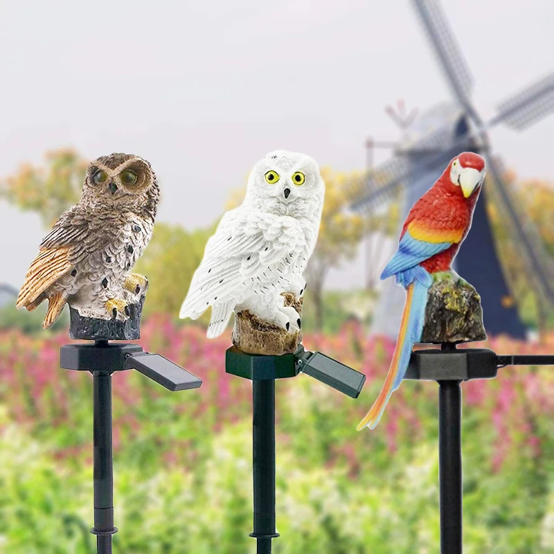 

LED Solar Power Animal Owl Parrot Pixie Flamingo Squirrel Lawn Lamps Waterproof Outdoor Garden Christmas Decorative Light