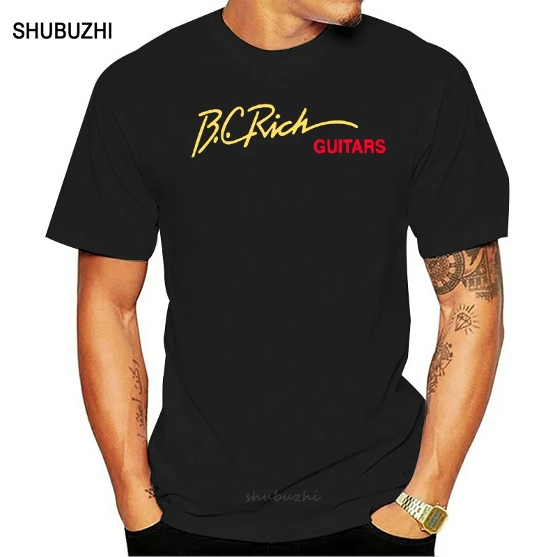 New Rich Guitars BC Rich Black S-XXXL Size Mens T-shirts men cotton tshirt summer brand teeshirt euro size