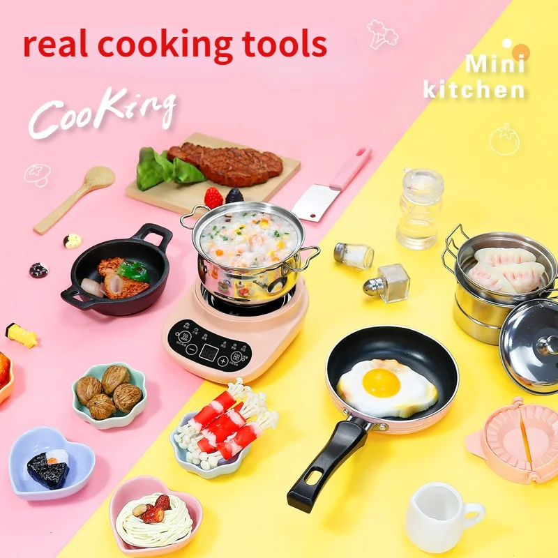 

Mini Kitchen Really Cookware A Full Set of Cooking Girls and Boys Small Kitchen Utensils Set Children Puzzle Play House Toys