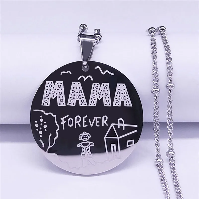 

Spanish Mama and Baby Stainless Steel Necklaces Silver Color Women Necklace Jewelry Mother's day gift cadenas mujer N581S07