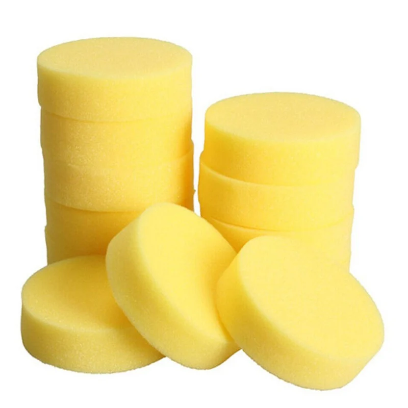 

12Pack Auto Brush Large Foam Car Wash Sponge Washing Yellow Pad Round Cleaning