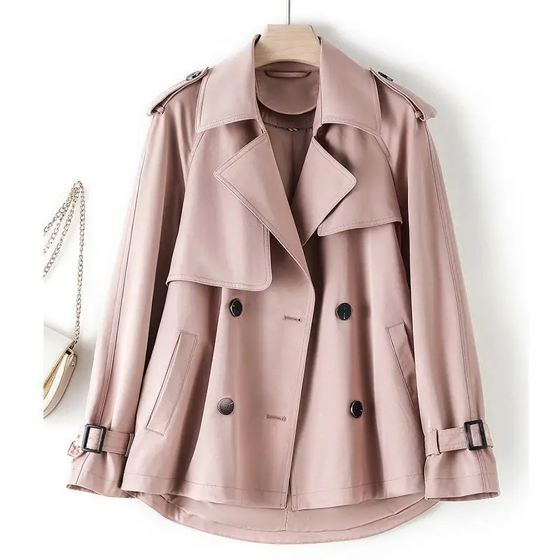 

Short Trench Coat Woman 2023 Spring Autumn Korean Version Small Body Tall British Style Spring Autumn Draping Loose Coat