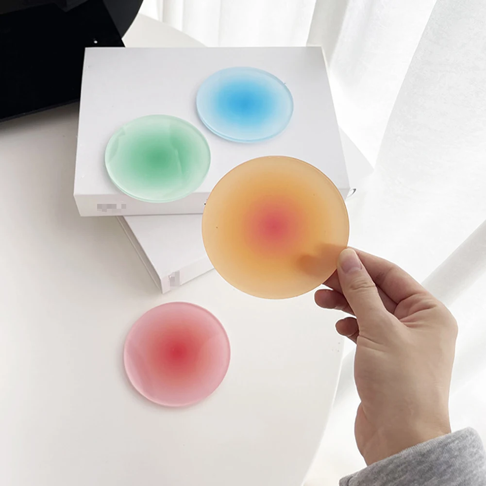 

1PC Simple Ins Wind Acrylic Coasters Round Sunset Gradient Nordic Style Decorative Ornaments Insulation Placemat