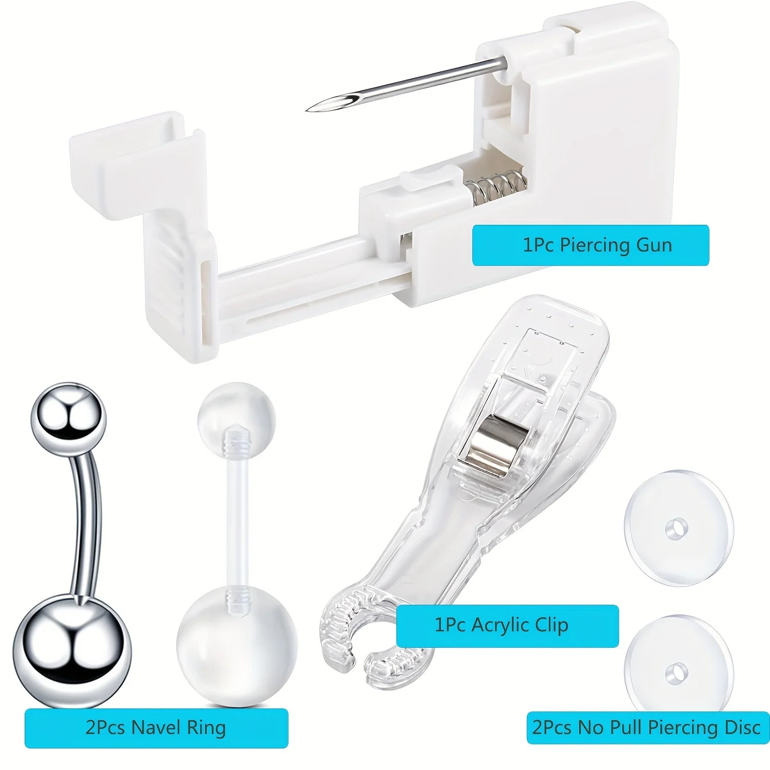 6 шт. набор для пирсинга пупка с безболезненными металлическими иглами из