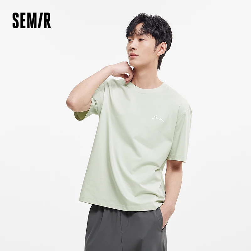 Фото Мужская футболка Semir с коротким рукавом, новинка 2025, летняя цветная футболка с буквенным принтом и круглым вырезом, базовый слой, крутая повседневная одежда №2