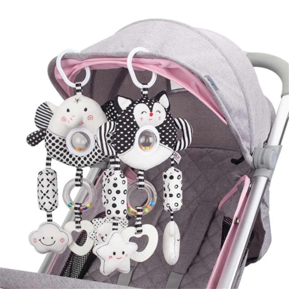 

Rattle For Kids Baby Toys 0 6 12 Month Set Newborn Infant Black White Soft Plush Cute Animal Hanging Mobile On The Bed Bell Gift