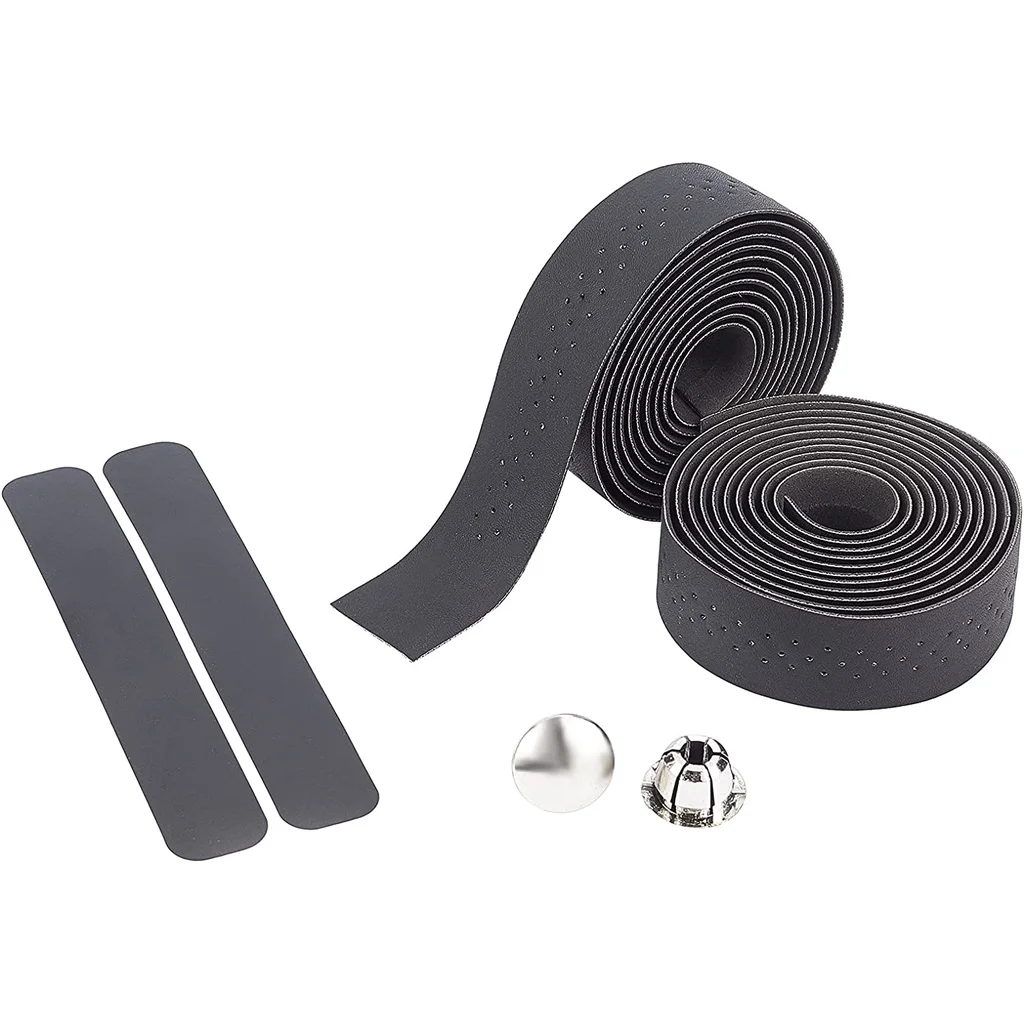 

2 Rolls Road Bike Handle Tape Handlebar Tape Bicycle Bar Wraps with 2PCS End Plugs and Self-Adhesive Stripes Black