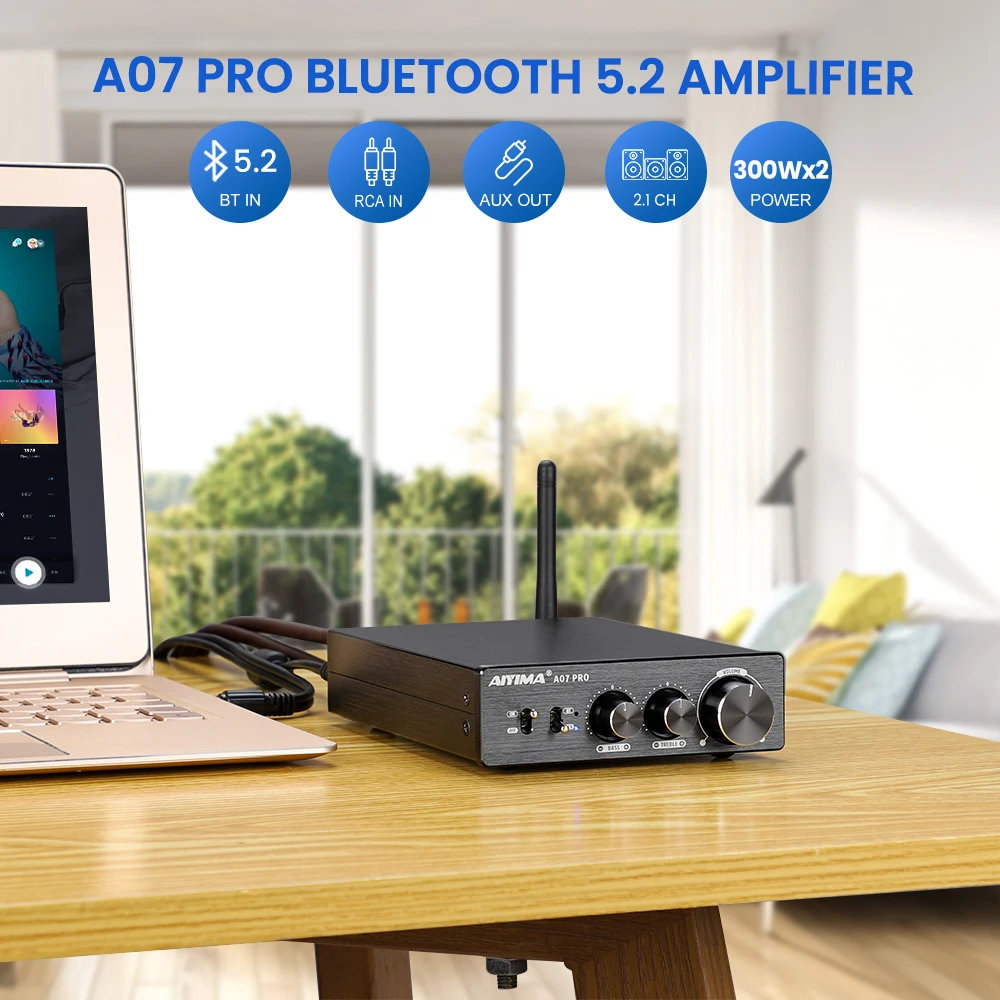 Фото AIYIMA TPA3255 A07 PRO Усилитель мощности Bluetooth Аудиоусилитель 2,0 Стереоусилители динамиков Hi-Fi Amplificador Amp 300Wx2 №5