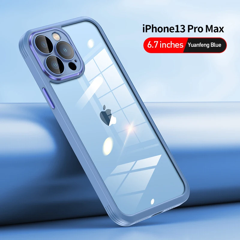 

Transparent Color Camera Protection Phone Case For iPhone 11 12 13 Pro Max 12 11 Pro Max Clear Acrylic Shockproof Bumper Cover
