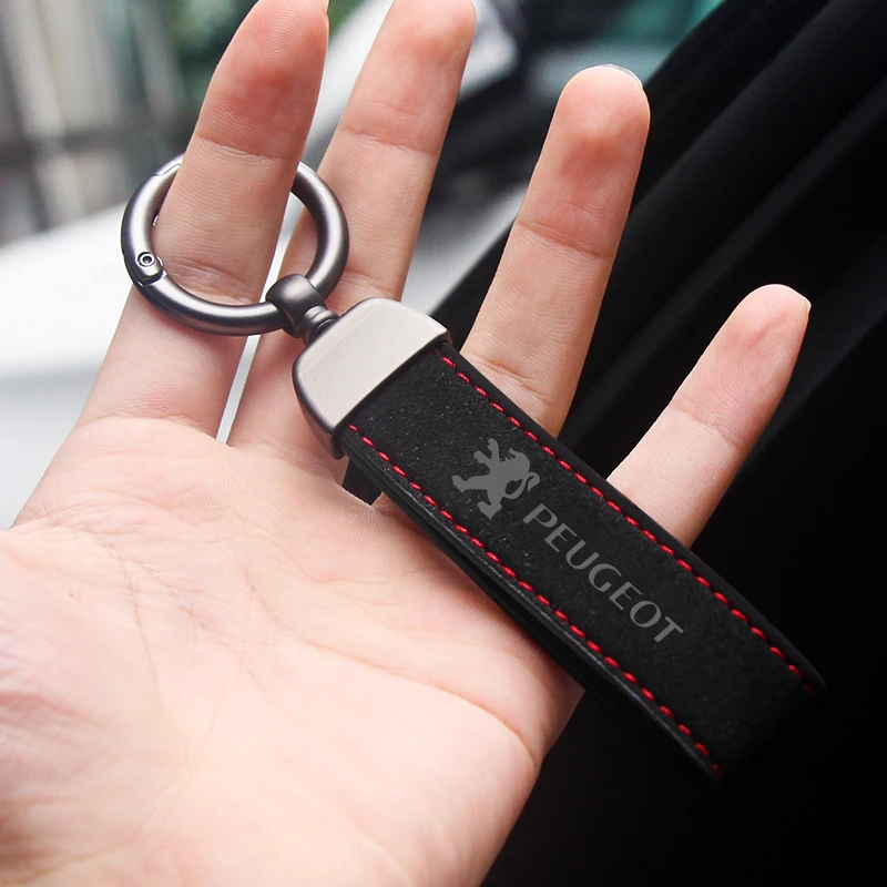 

Identity Suede Keychain Car Logo Gift Remote Control Key For Peugeot 107 108 206 207 301 308 307 407 408 508 2008 3008 Etc