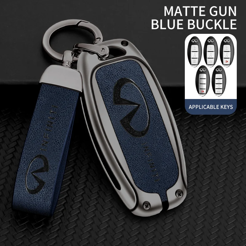 

Car Key Case For Infiniti Q50 Q60 Q70 QX50 QX60 G25 JX35 FX25 FX35 EX35 FX37 Zinc Alloy Patterned Leather Car Key Case Cover