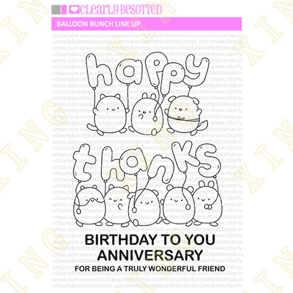 

Balloon Bunch Line up Metal Cutting Dies Clear Stamps Scrapbook Diary Decoration Embossing Stencil Template DIY Greeting Card