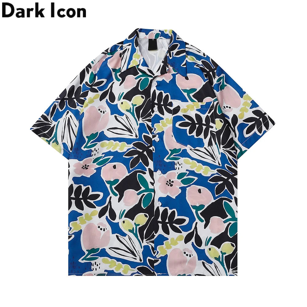 Мужская винтажная гавайская рубашка Dark Icon уличные рубашки с коротким рукавом и