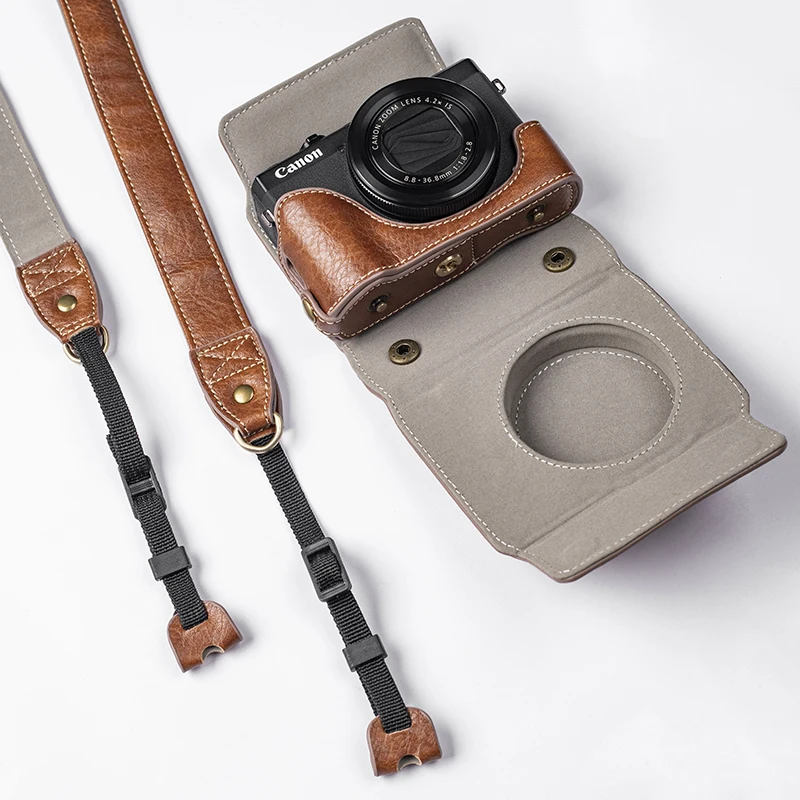

PU Leather Case Camera Bag Cover with Strap for Canon G7X MarkIII G7X3 G7XIII protective shell