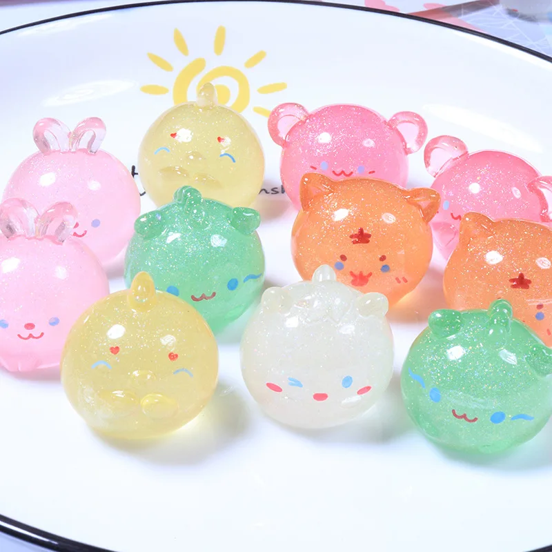 

20pcs New Luminous Resin Kitten Cabochons DIY Crafts Accessories Cute 3D Cartoon Cat Flat Back Embellishments Slime Charms