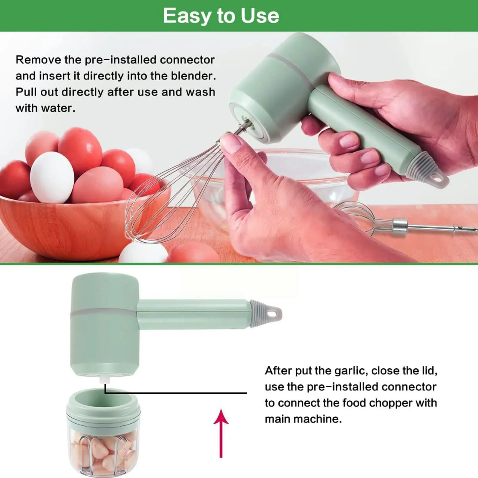 

Electric Wireless Mini Mixer Food Blender Usb Rechargeable Baking Cream Mixer Beater Garlic Egg Handheld Cutter Food Cake E5l1