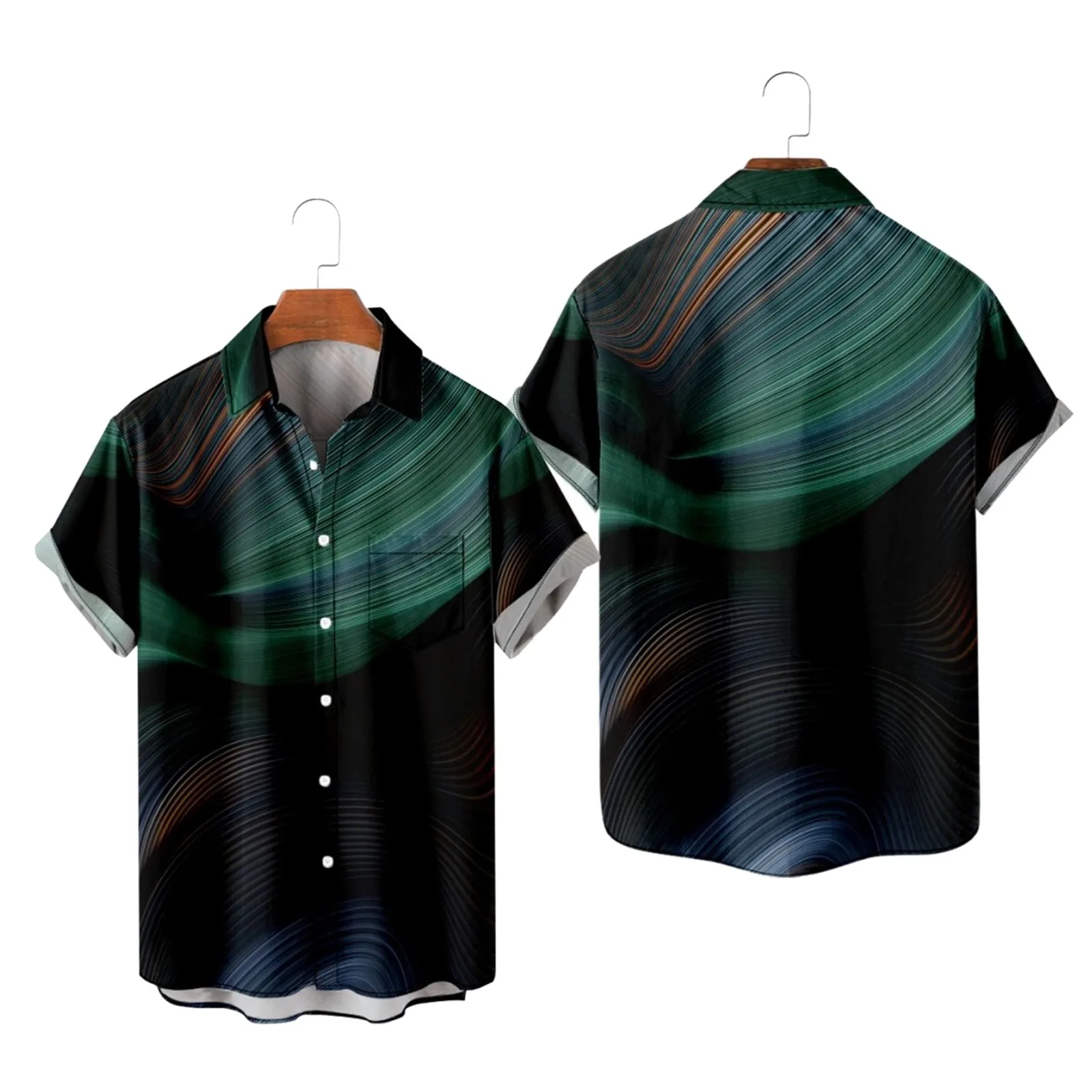 

Свободная рубашка, мужские Гавайские рубашки с цветочным принтом, пляжные рубашки с коротким рукавом и пуговицами