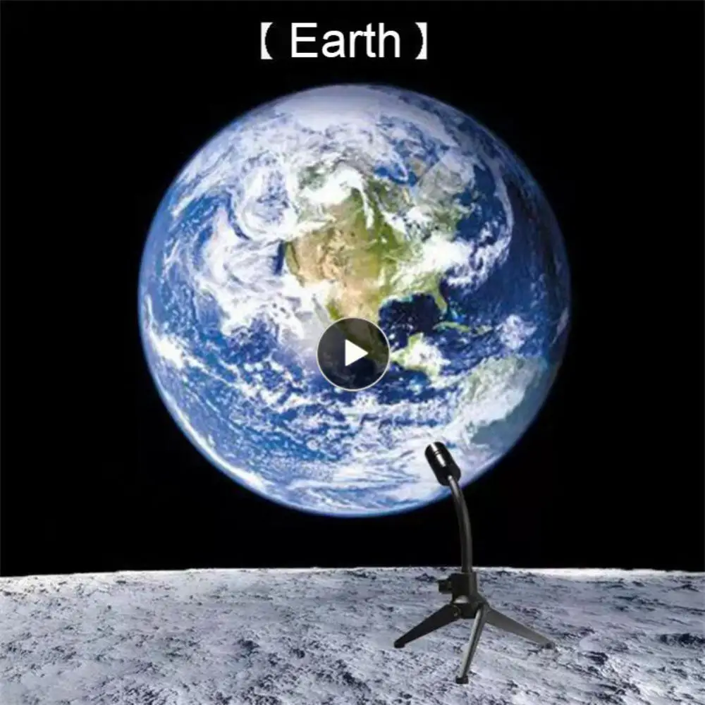 

Energy Saving Led Night Light 360 Degree Adjustable Hose Bracket Earth-moon Projection Lamp Aluminum Push Button Switch 3w Abs