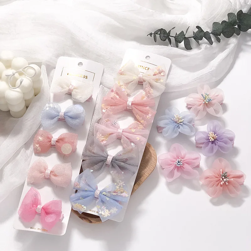 

5PCS/Set New Cute Colorful Bow Hair Clips for Girls Sweet Headband Hair Ornament Barrettes Hairpin Kids Fashion Hair Accessories